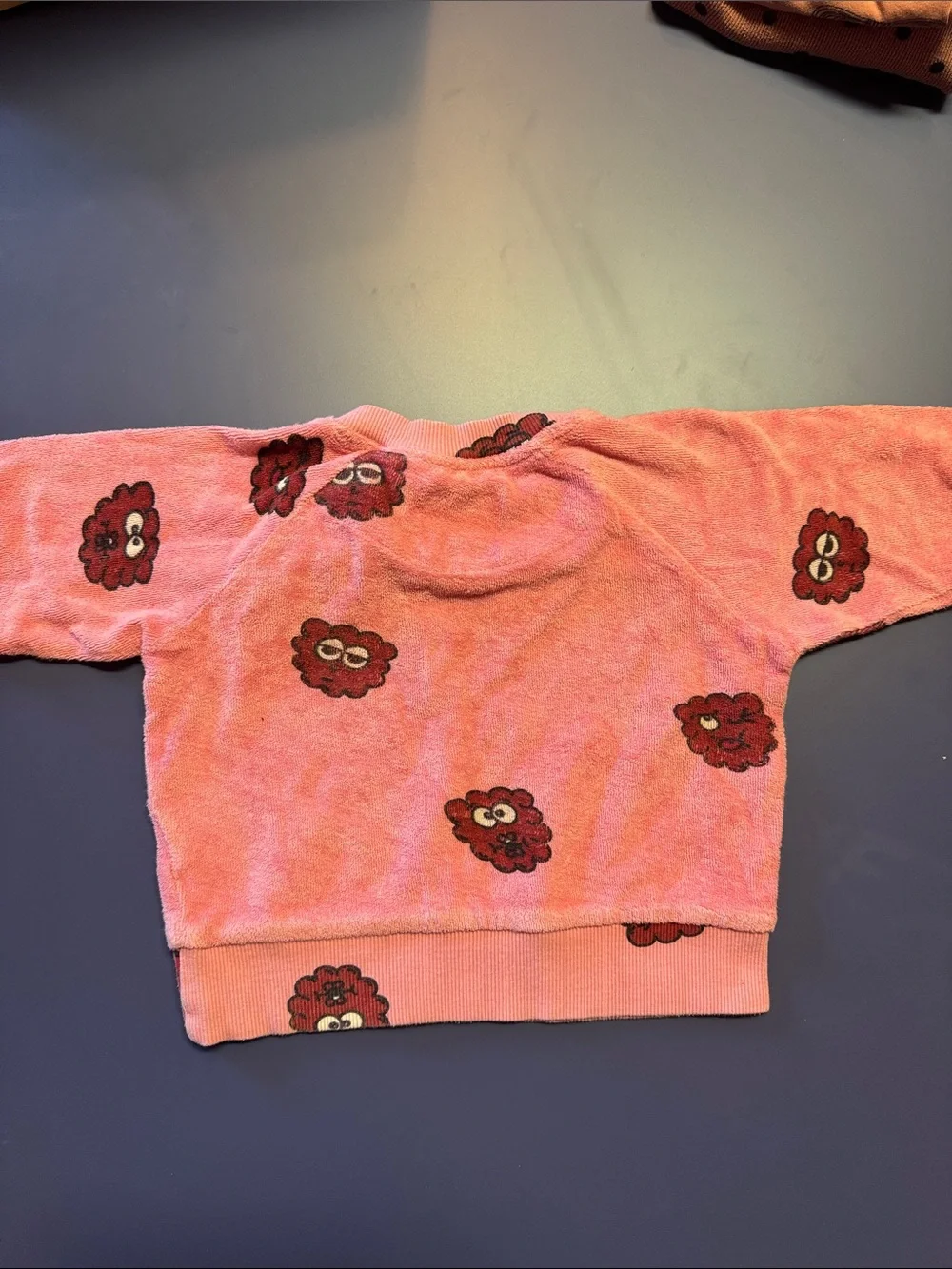 Kids Plush Pink Sweatshirt with Red Bear Faces
